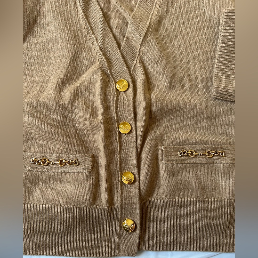 CHICJOC 100% Cashmere Cardigan Camel Size 36 - Picture 10 of 12